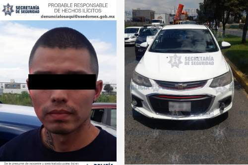 Atrapan en Metepec a presunto extorsionador en auto vinculado a un ilícito